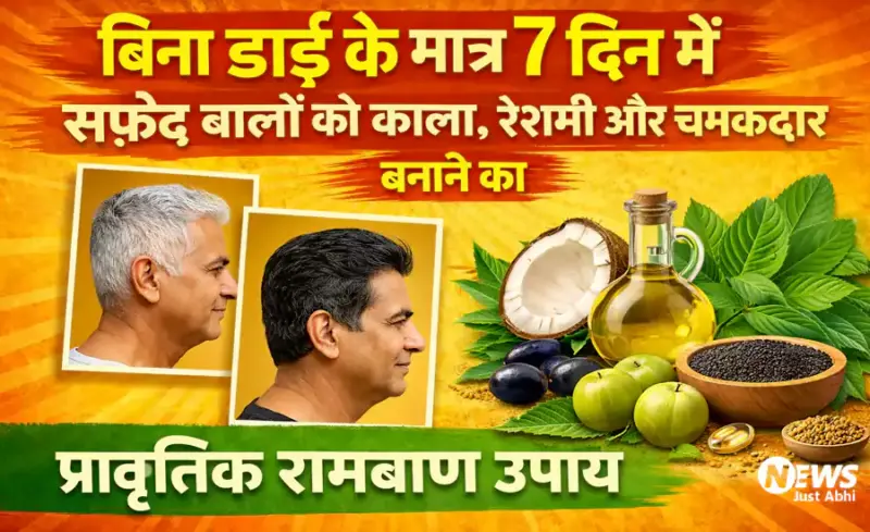 बिना डाई के मात्र 7 दिनˈ में सफ़ेद बालो को काला, रेशमी और चमकदार बनाने का प्राकृतिक रामबाण उपाय, जरूर अपनाएँ और शेयर करे