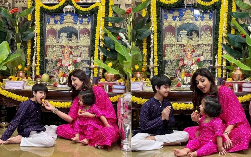 ಮಕ್ಕಳೊಟ್ಟಿಗೆ ಗಣೇಶ ಹಬ್ಬ ಆಚರಿಸಿದ ಶಿಲ್ಪಾ ಶೆಟ್ಟಿ : ಫೋಟೋ ವೈರಲ್