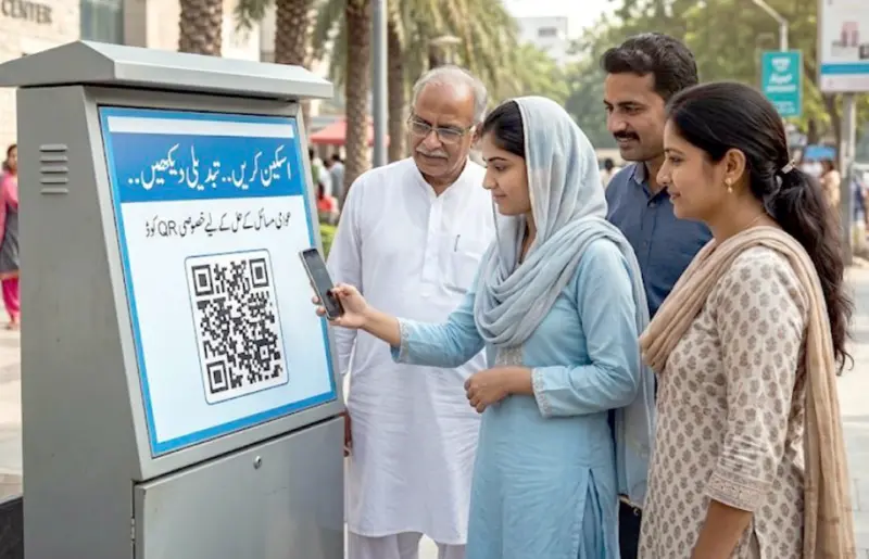 کیو آر کوڈ اسکیان کریں۔ رائے بتائیں اور تبدیلی دیکھیں