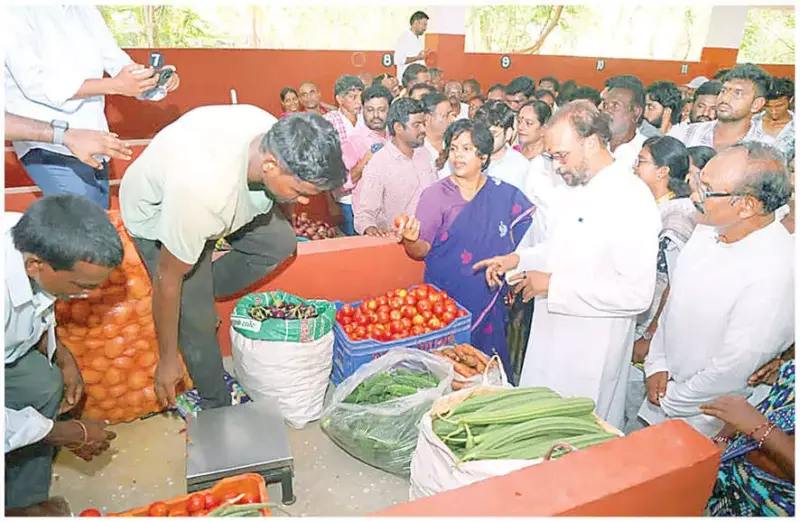 Fresh farm produce available at new Rythu Bazaar