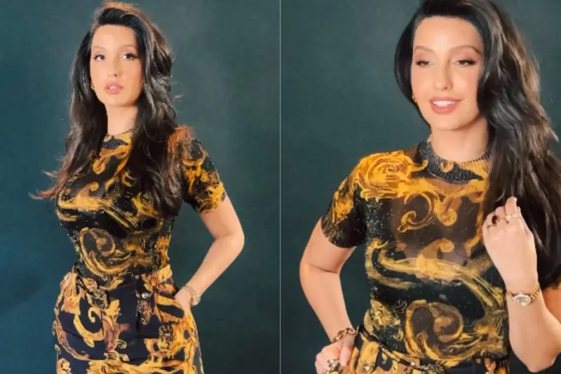 Nora Fatehi Raises Temperature with Sizzling Look in Versace Printed Outfit; WATCH