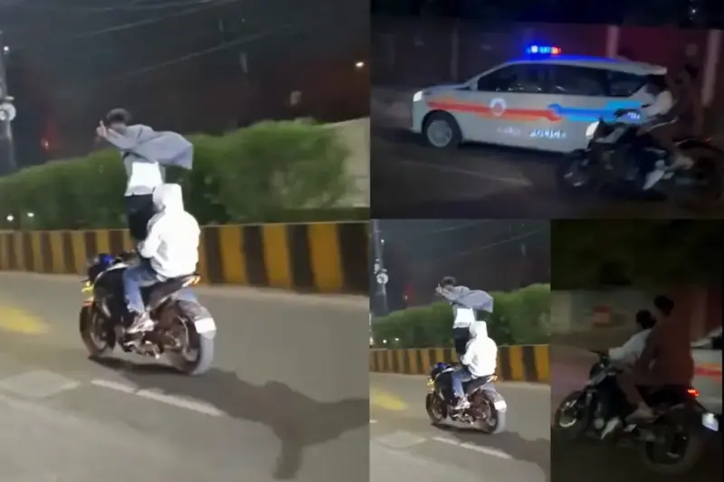 പോലീസ് കണ്‍മുന്നില്‍, ബൈക്കില്‍ കൈവിട്ട കളി; സീറ്റില്‍ എഴുന്നേറ്റു നിന്ന് വാഹനം ഓടിച്ചതിന് ആര്‍സി റദ്ദാക്കി, ബാക്കി പിന്നാലെ