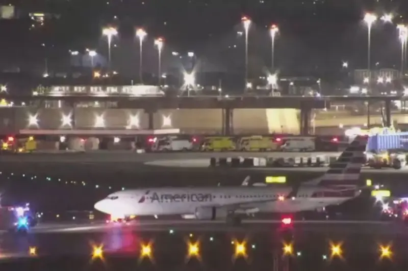 American Airlines flight makes emergency landing after a tyre failure