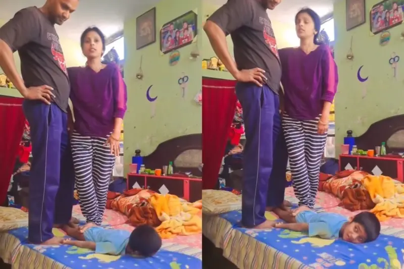 Viral Video: Pity! Shocking Footage Shows Parents Standing on Crying Child's Legs on Bed - Is This Cruel or...?'