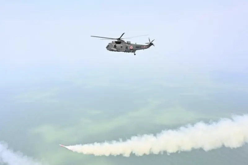 India Successfully Conducts First Salvo Launch Of Indigenous Naval Anti-Ship Missile From Helicopter