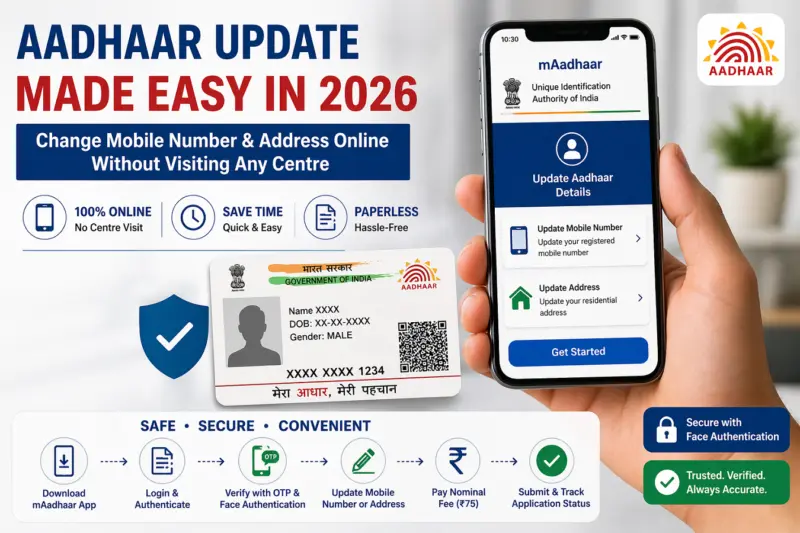 Aadhaar Update Made Easy in 2026: Change Mobile Number and Address Online in Minutes