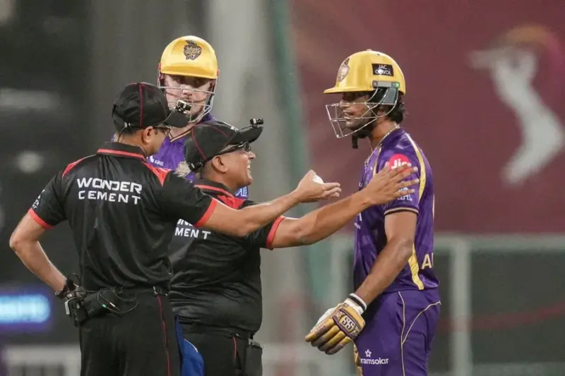 KKR batter Angkrish Raghuvanshi given out for obstructing the field | WATCH