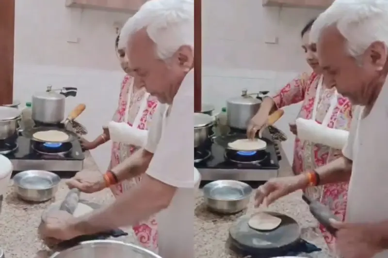 Viral Video: 'Adhbudh Sahyog..' Father In Law Helps Bahu With Broken Hand in Kitchen, Netizens In Overdrive