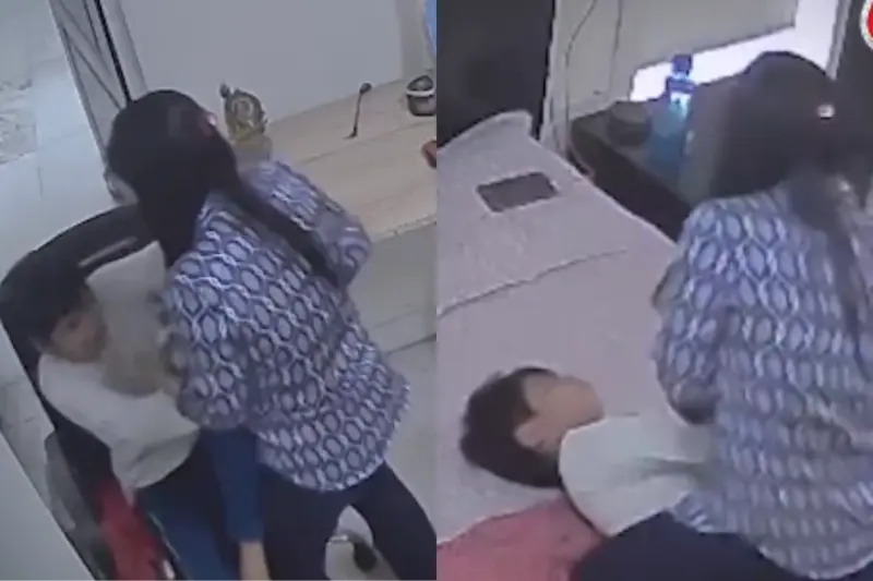 Viral Video: Inhuman! Mother Brutally Beats Son in Haryana's Faridabad, Police Swings into Action