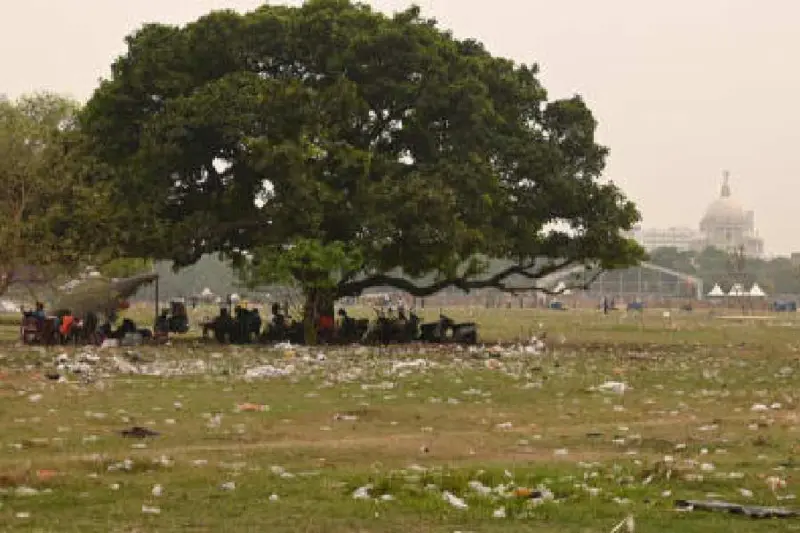 Garbage litters Brigade Parade Ground a day after BJP rally in Kolkata