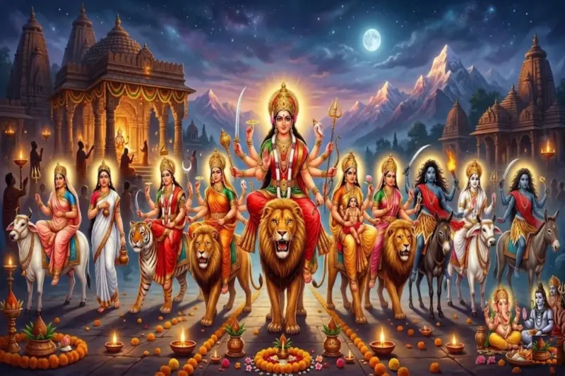 चैत्र नवरात्रि: मां दुर्गा के नौ रूप और उनके दिव्य वाहन का महत्व