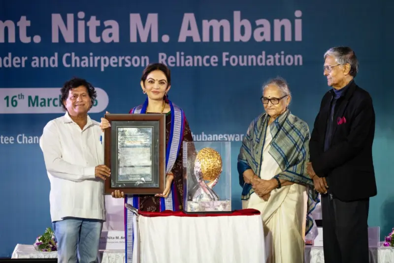 Nita Ambani Receives Humanitarian Award 2025 At Kalinga Institute Of Social Sciences In Odisha