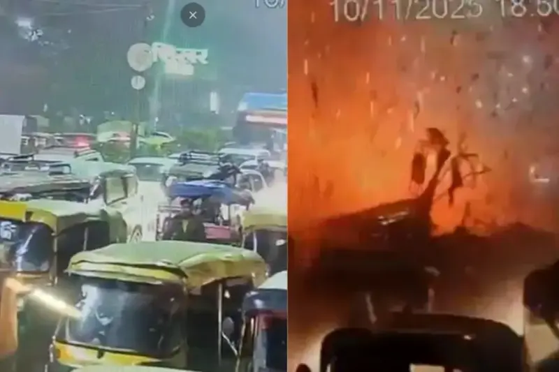 New CCTV footage shows exact moment white Hyundai i20 exploded near Red Fort | VIDEO