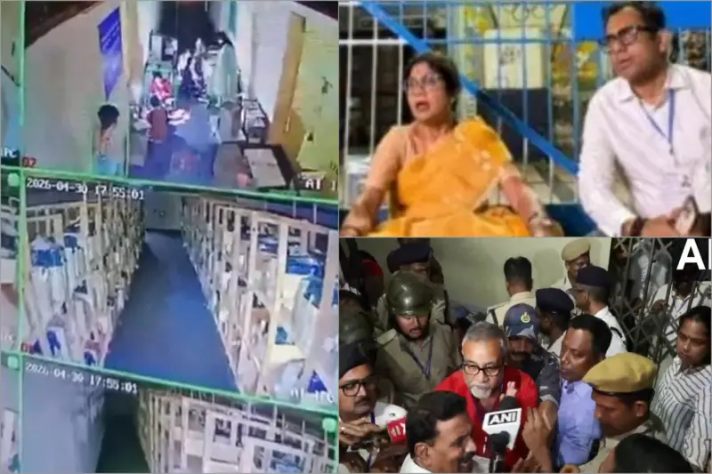 West Bengal Assembly Election 2026: کولکاتا میں EVM اسٹرانگ روم کے باہر زبردست ہنگامہ، دھرنے پر بیٹھے ٹی ایم سی لیڈران، بی جے پی کے لوگ بھی پہنچے