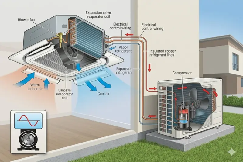 What is a Cassette AC? Learn how it provides powerful cooling without being visible and what technology it uses.