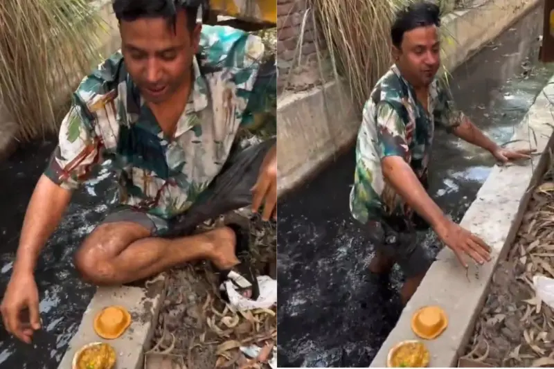 Viral Video: Anything For Reel Making? Puneet Superstar Does The Unthinkable, Takes Dip in Sewer Water, Consumes It, Netizens Weigh In