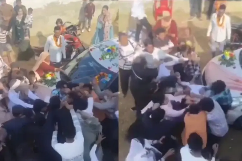 Bride Groom Viral Video: Bride's Lover Lies In Front of Car to Stop the Cavalcade, Gets Massively Thrashed, Netizens React