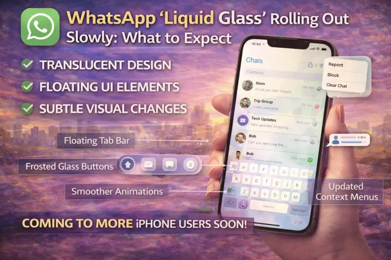 WhatsApp 'Liquid Glass' UI Rolling Out: New Translucent Design Coming to iPhone Users