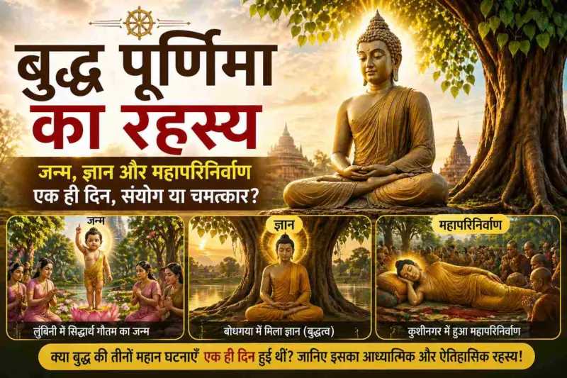 बुद्ध पूर्णिमा का रहस्य: जन्म, ज्ञान और महापरिनिर्वाण एक ही दिन, संयोग या चमत्कार?
