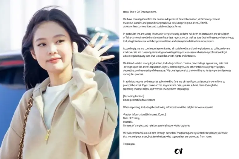 'No leniency': Jennie's label OA Entertainment launches massive legal war on malicious comments