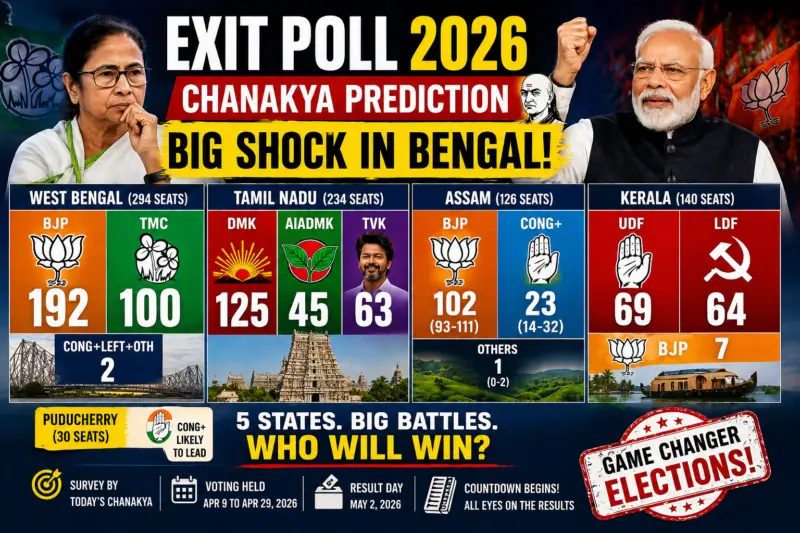 Chanakya Exit Poll 2026: BJP Surge in Bengal, Assam Comeback Likely, Close Fight in Kerala