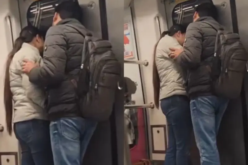 Delhi Metro Viral Video: 'Sharmanak Harkate.' Couple Gets Too Close Inside Train, Faces Online Trolling
