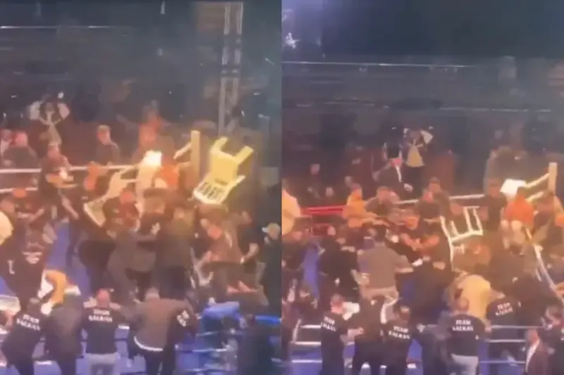 Chairs fly, fans storm ring as Turkish-Russian boxing bout ends in chaos | WATCH