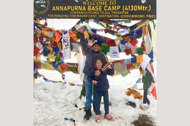Seven-year-old from Santoshpur treks to Annapurna Base Camp with brother, 14, and parents