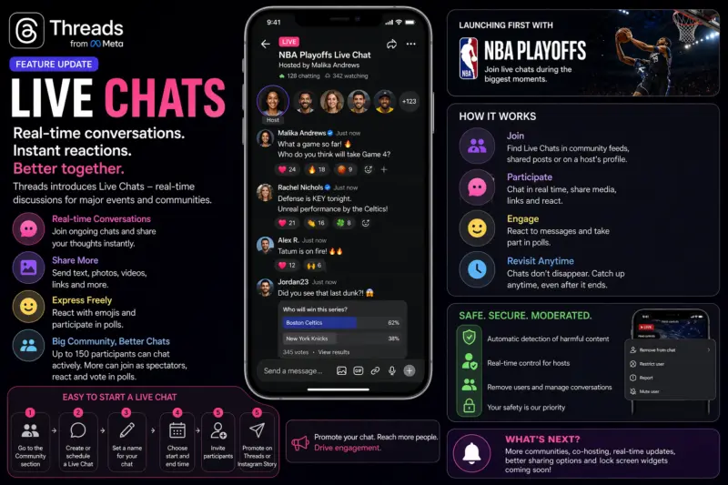 Threads Launches Live Chats: Real-Time Conversations, Media Sharing & Event Reactions Go Live
