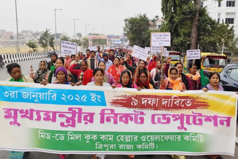 Tripura: Mid-Day Meal Cooks Protest With Nine Demands