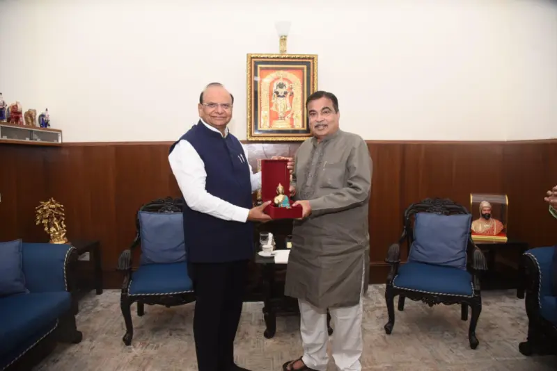 LG Saxena Calls On Union Minister Nitin Gadkari In New Delhi