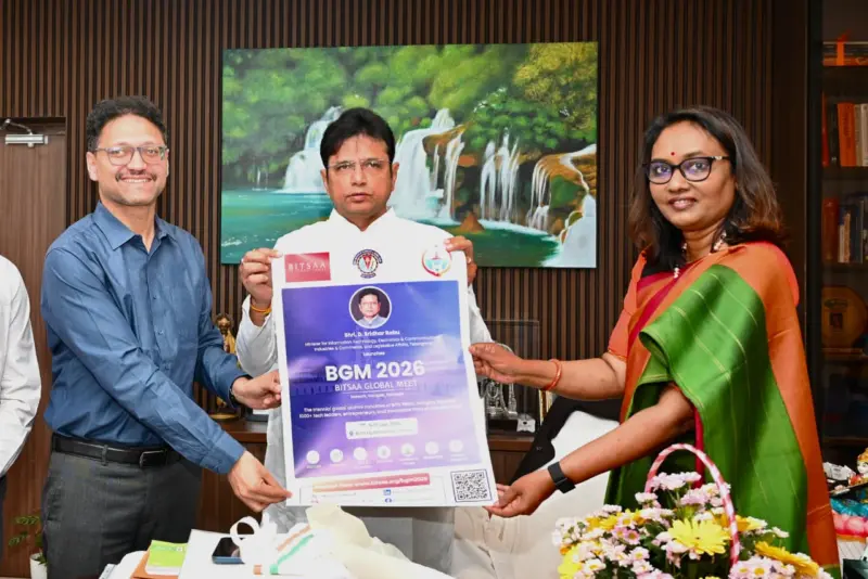 IT Minister Sridhar Babu releases BITSAA Global Meet 2026 (BGM 2026) poster