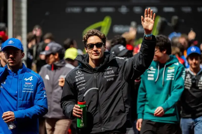 George Russell reveals jaw-dropping reason for black eye before Chinese Grand Prix