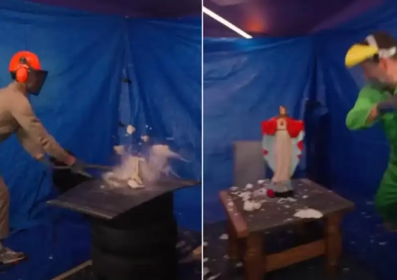 Belgian radio hosts apologise after smashing Jesus, Mary statues on air