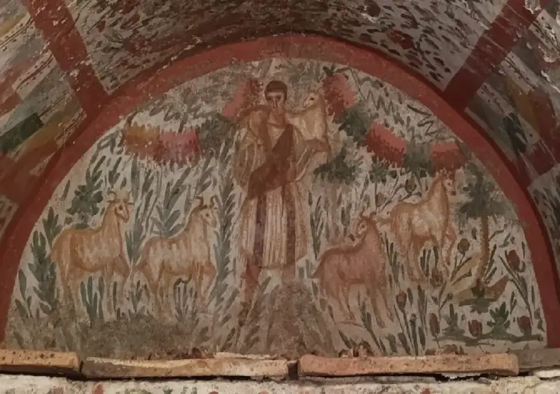 Archaeologists find rare early painting of a clean-shaven Jesus