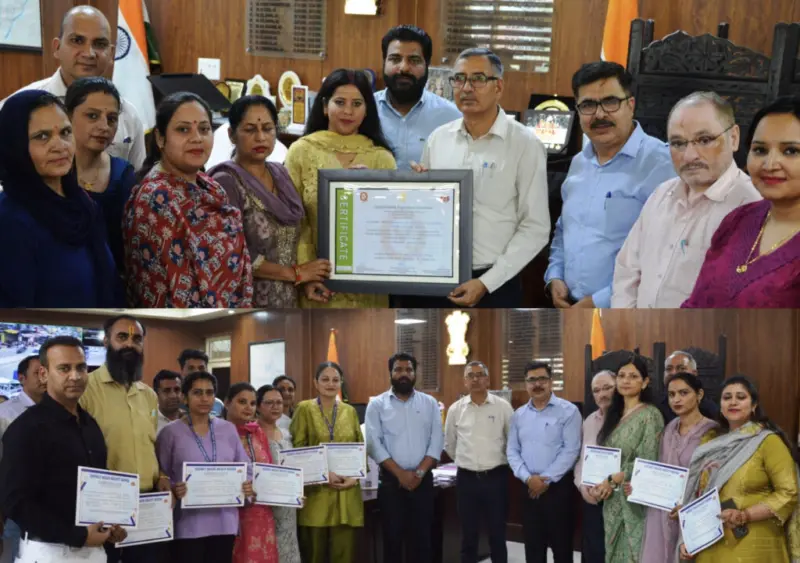 DC Kathua felicitates health staff for achieving National Quality Assessment certification