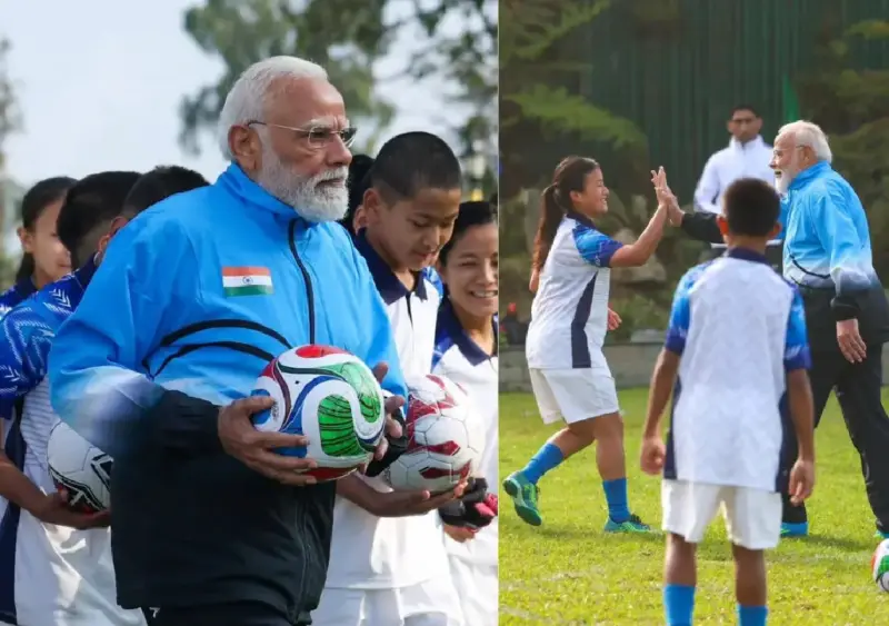 PM Modi plays football with children during Gangtok visit
