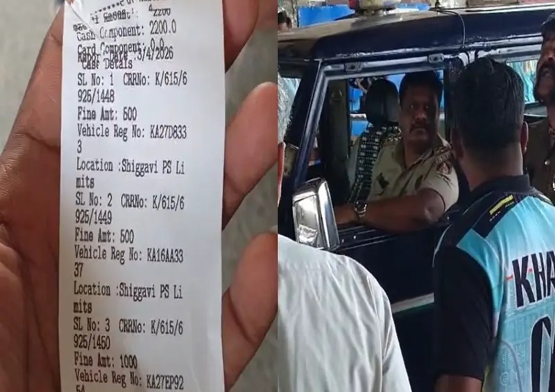 Haveri: ಶಿಗ್ಗಾವಿ ಪಟ್ಟಣದಲ್ಲಿ ಪೊಲೀಸ್ ಅಧಿಕಾರಿಗಳಿಂದ ಟ್ರಾಫಿಕ್ ರೂಲ್ಸ್ ಜಾಗೃತಿ