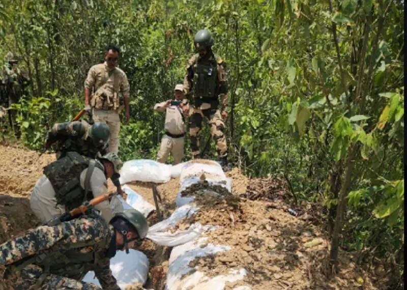 Security forces demolish six bunkers in Manipur's Kangpokpi, recover arms near India-Myanmar border
