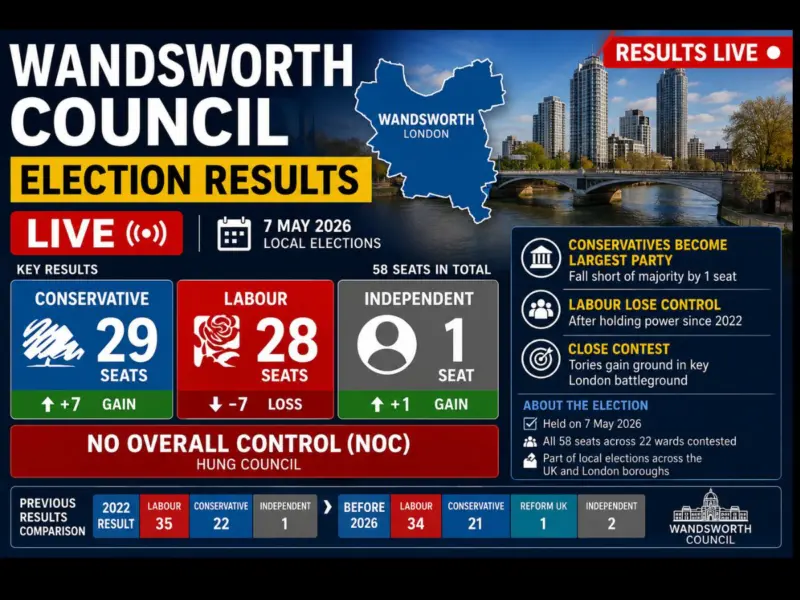 Wandsworth Council Election Results Live: Conservatives Win 29 Seats as Labour Suffers Major Setback; Council Falls Under No Overall Control