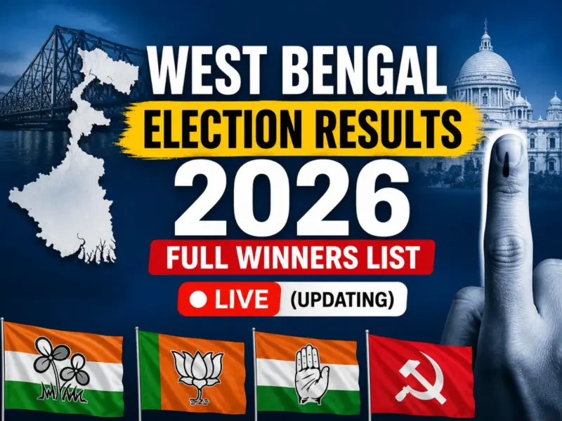 West Bengal Election Results 2026 Full Winners List LIVE (Updating): Check Complete MLA List, Party-Wise Leads, Seat-Constituency Wise Results & Who is Leading