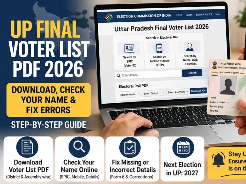 UP Final Voter List PDF 2026 Download: Check How to Download Voter List PDF, How to Check Your Name, What To Do If Your Name is Missing or Incorrect? Step-by-Step Guide