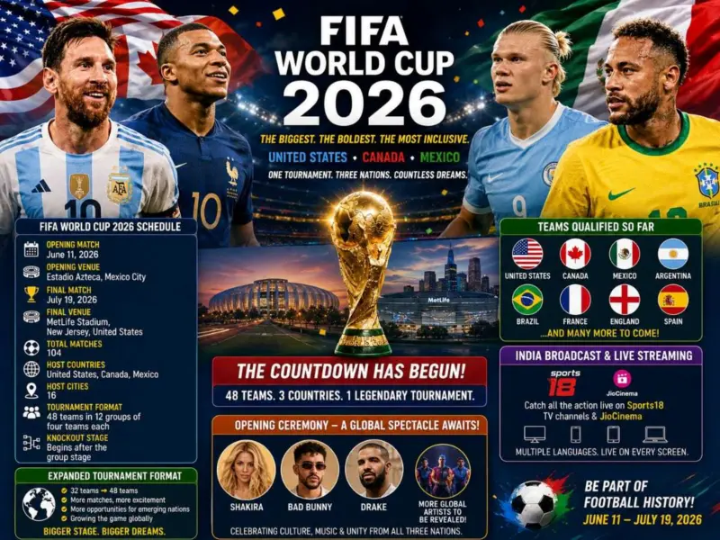 FIFA World Cup 2026 Update: Full Schedule, Teams, India Broadcast & Opening Ceremony Performers