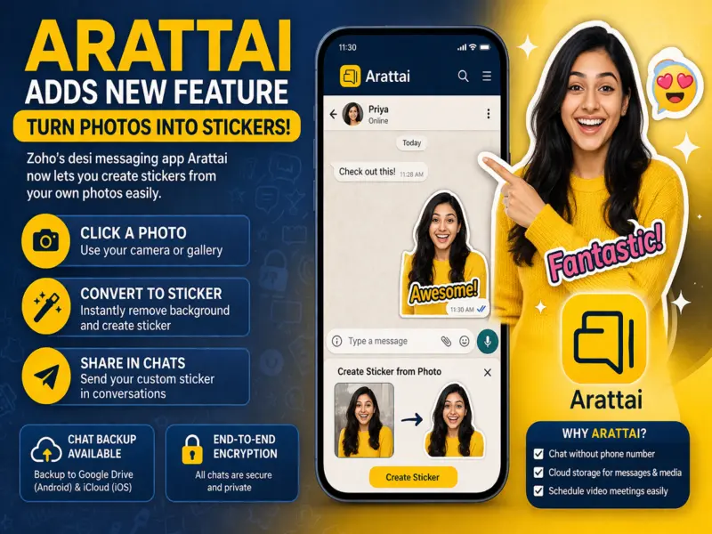 Arattai Introduces Photo-to-Sticker Feature: India's WhatsApp Rival Gets Major Upgrade