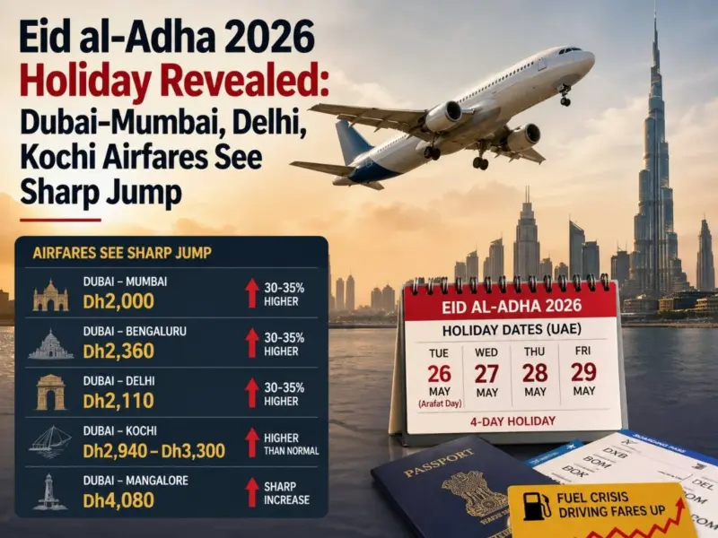 Eid al-Adha 2026 Holiday Revealed: Dubai-Mumbai, Delhi, Kochi Airfares See Sharp Jump