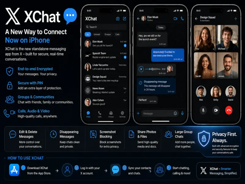 XChat Debuts on iPhone: X Launches Standalone Messaging App with Calls, Groups, and Privacy Tools