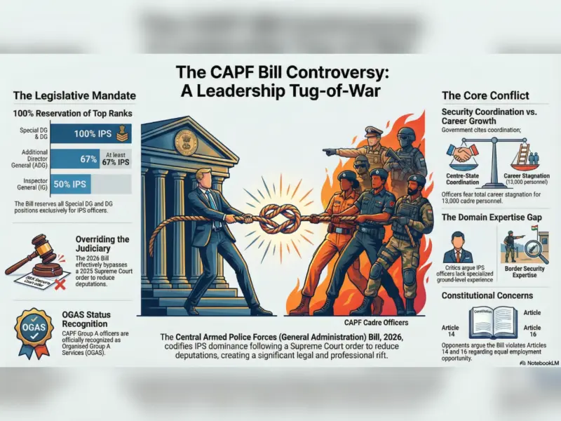 UPSC GK Questions with Answers: CAPF Bill 2026 Sparks Debate Over IPS Deputation - 10 Key Questions on Leadership Quotas, Supreme Court Ruling & Service Rights