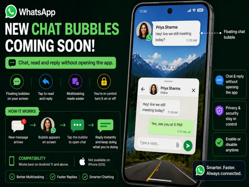 WhatsApp May Introduce Chat Bubbles: Reply to Messages Without Opening the App