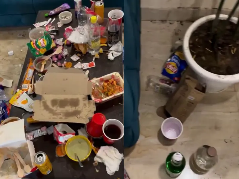 Watch: Viral Video Shows Airbnb Host's Property Left Filthy With Used Plates, Food Leftovers By Guests, Sparks Outrage On Social Media
