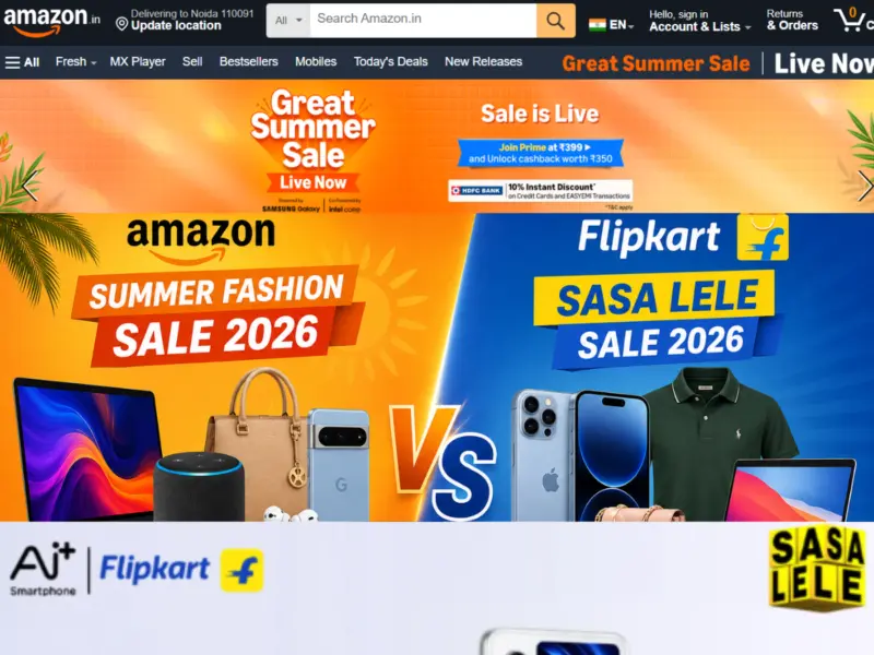 Flipkart & Amazon Summer Sale 2026 is Live: Check Here for Best Deals on Budget 5G Smartphones, Smart TVs, Laptops, ACs & More - Here Are the Biggest Deals